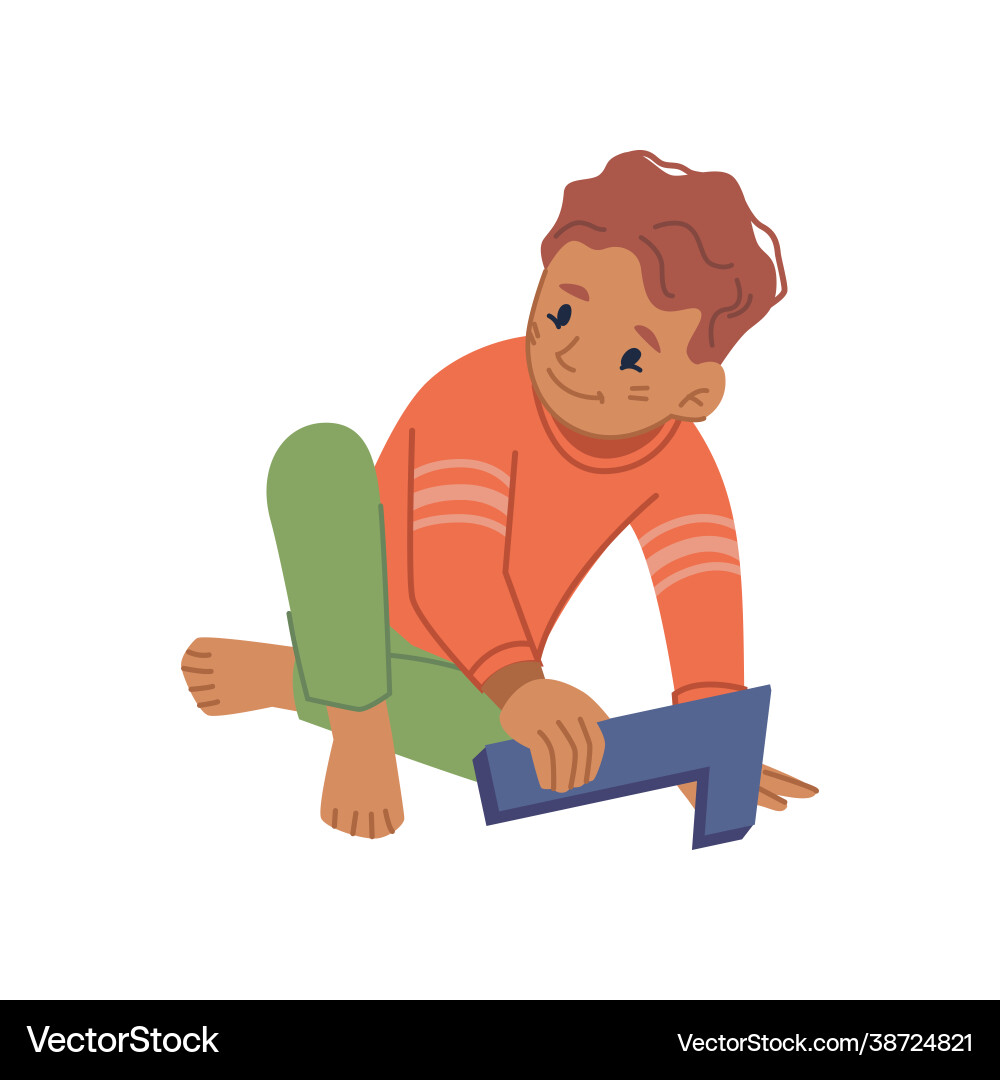 Small kid playing with number learning maths Small kid playing with number learning maths vector image