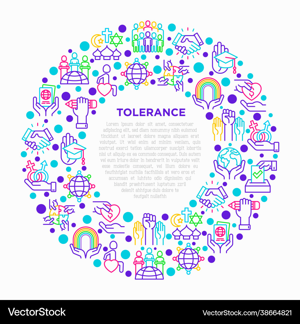 Tolerance concept in circle with thin line icons Vector Image