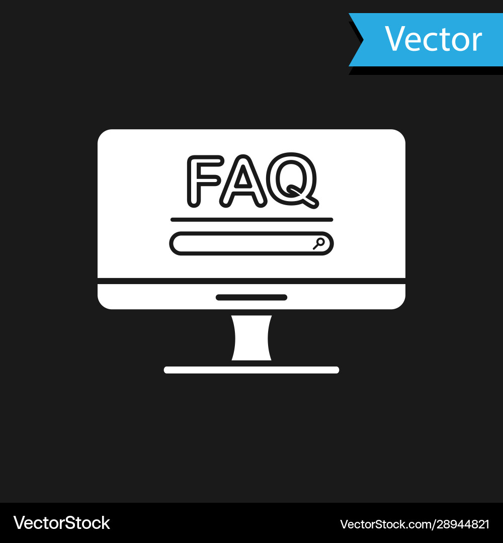 White computer monitor with text faq information White computer monitor with text faq information vector image
