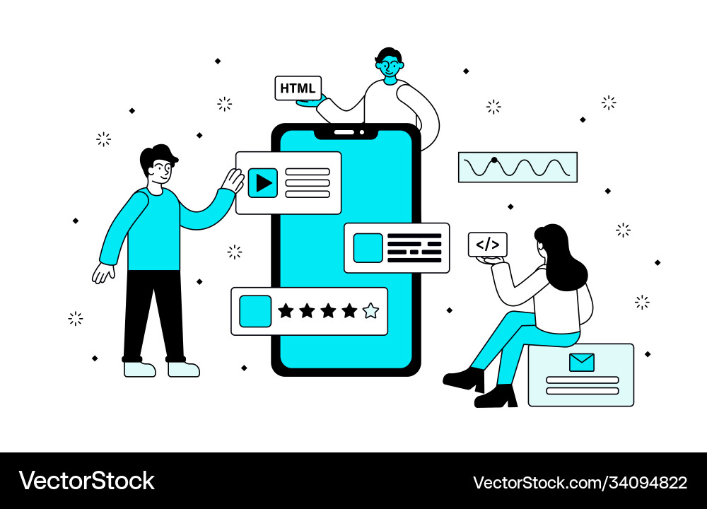 A group developers programming A group developers programming vector image