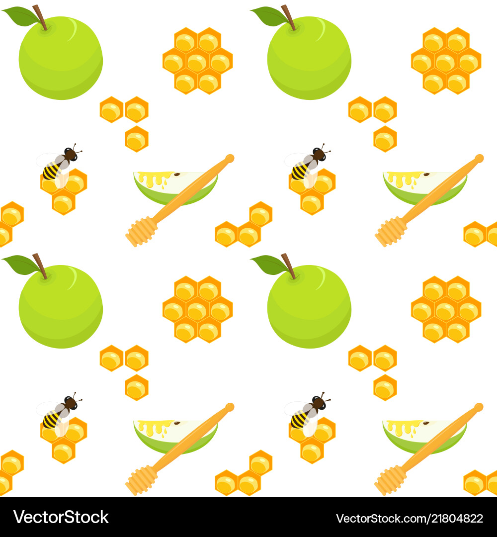 Apples and honeycomb seamless pattern Apples and honeycomb seamless pattern vector image
