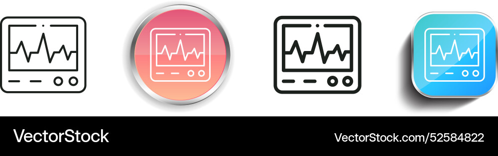 Cardiogram icon thin linear regular and button Vector Image