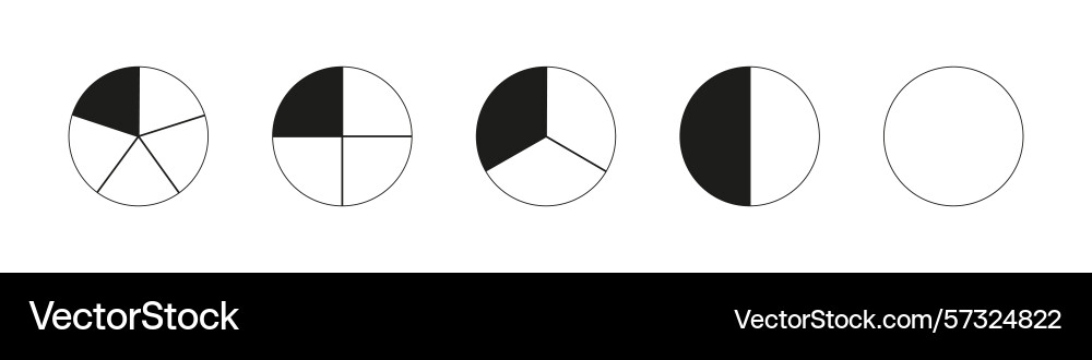 Circle division on from 1 to 5 equal parts round Circle division on from 1 to 5 equal parts round Vector Image