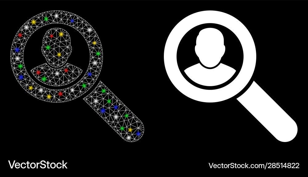 Flare mesh carcass search user icon with Vector Image
