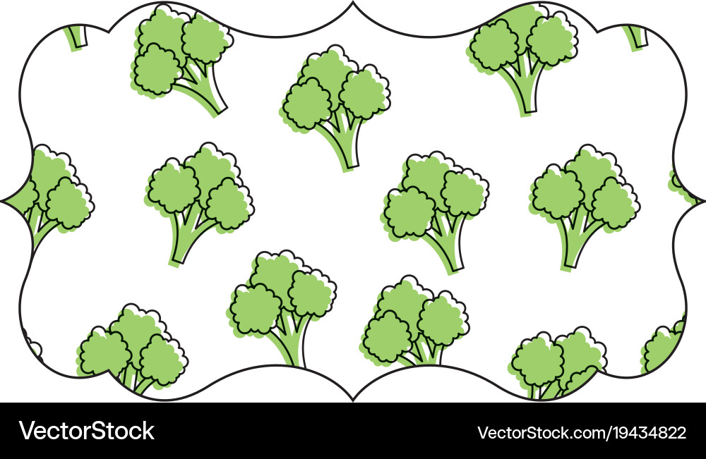 Frame with broccoli pattern background Vector Image