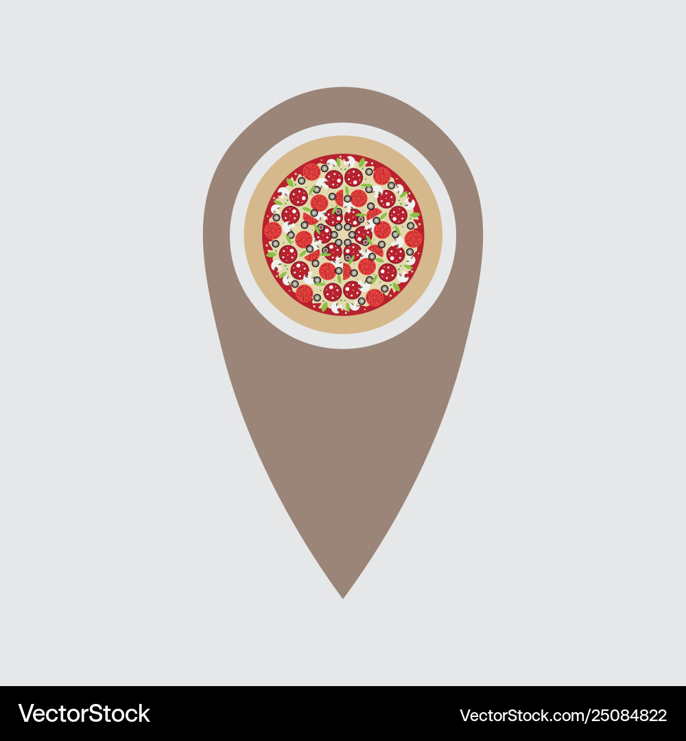 Pizza location symbol pointing at a map Vector Image