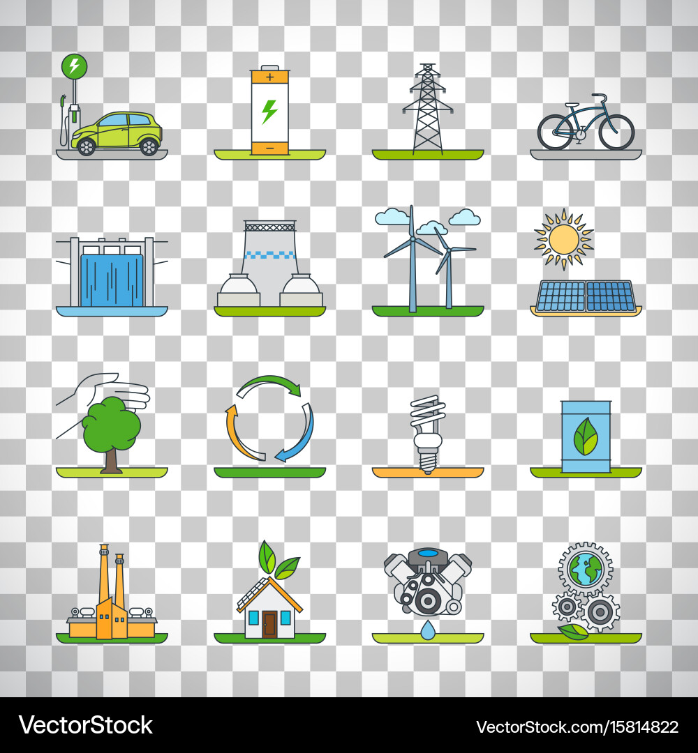 Renewable Energy Icon Set Vector Image
