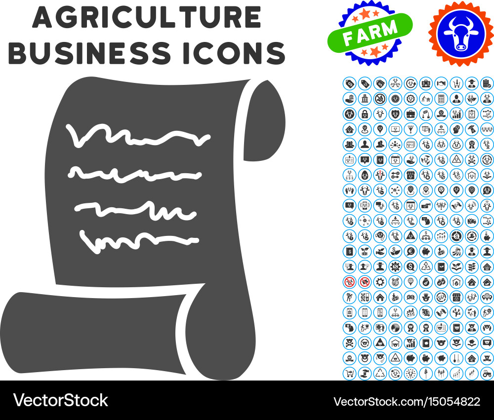 Script roll icon with agriculture set vector image