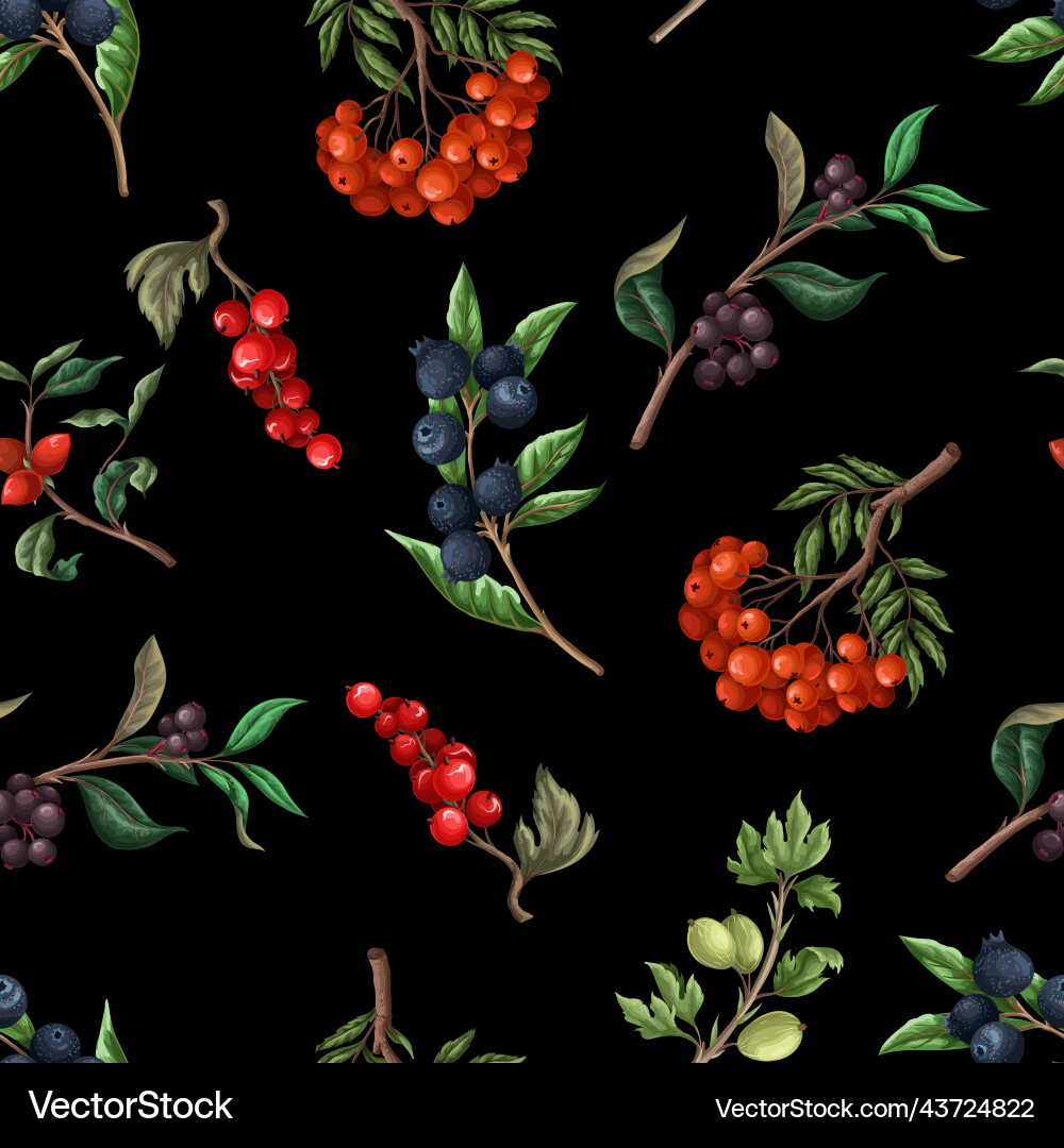 Seamless pattern with berries such as rowan Seamless pattern with berries such as rowan vector image