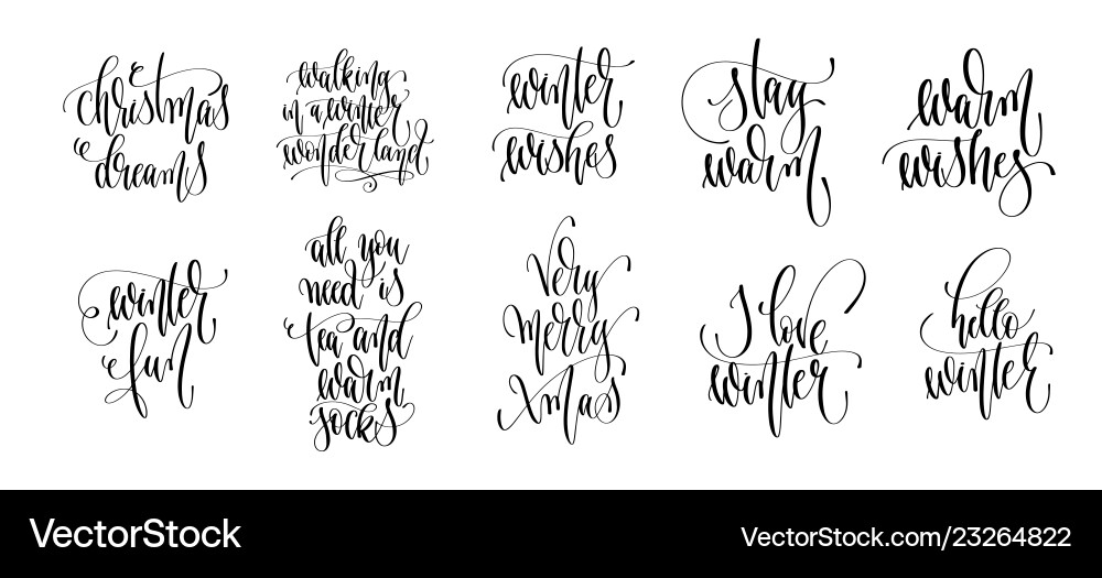 Set of 10 hand lettering inscription text Set of 10 hand lettering inscription text vector image