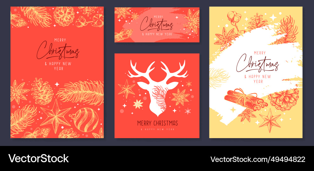 Set of christmas holiday greeting cards or covers Set of christmas holiday greeting cards or covers vector image