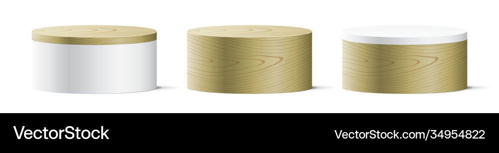 Set oval wooden stands isolated on background Vector Image