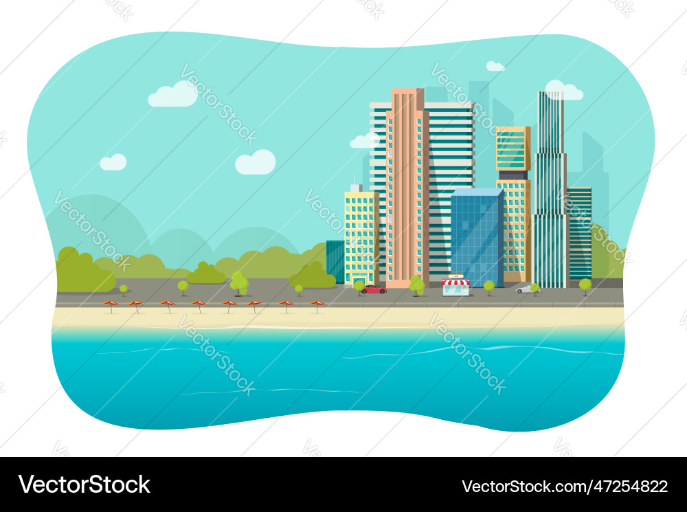 Stadt Strand Landschaft Meer Blick Meer Meer Meer Stadt Strand Landschaft Meer Blick Meer Meer Meer vektorbild