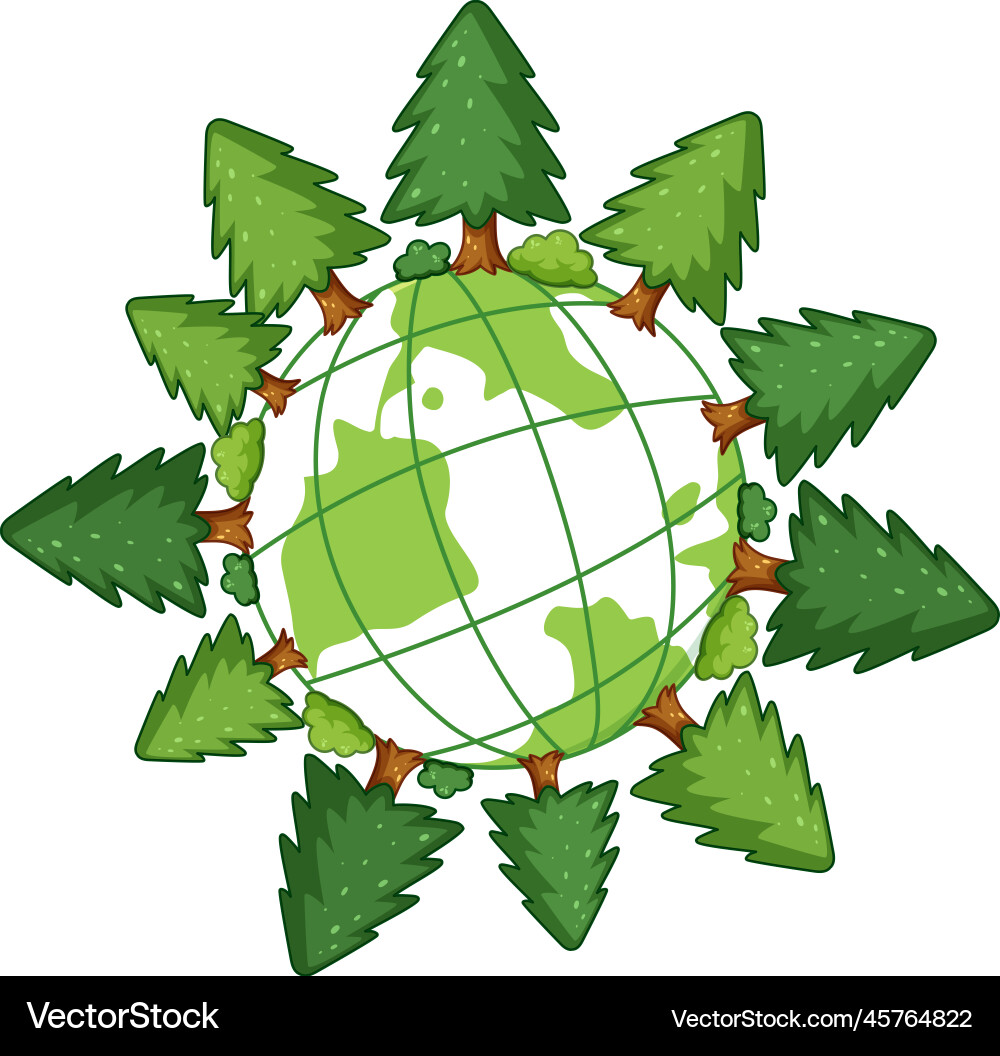 Tree forest on globe Tree forest on globe Vector Image