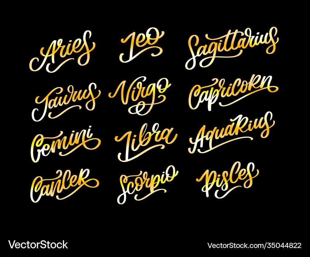 Zodiac lettering sign cartoon astrology text Zodiac lettering sign cartoon astrology text vector image