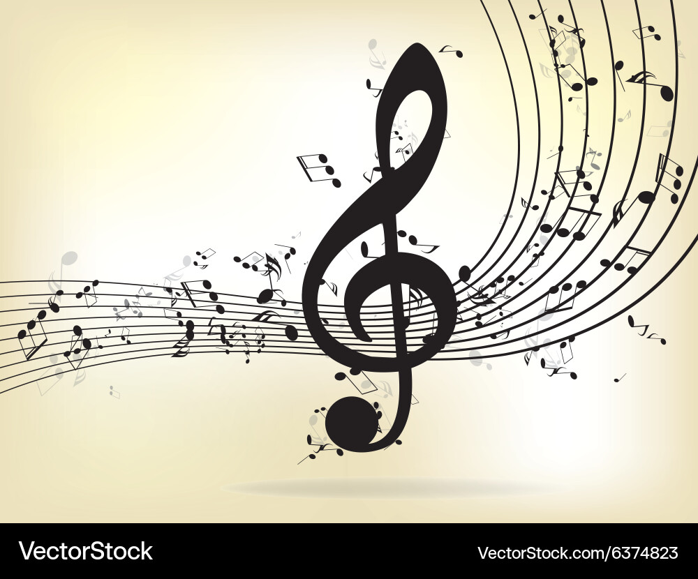 Abstract music background with notes vector image