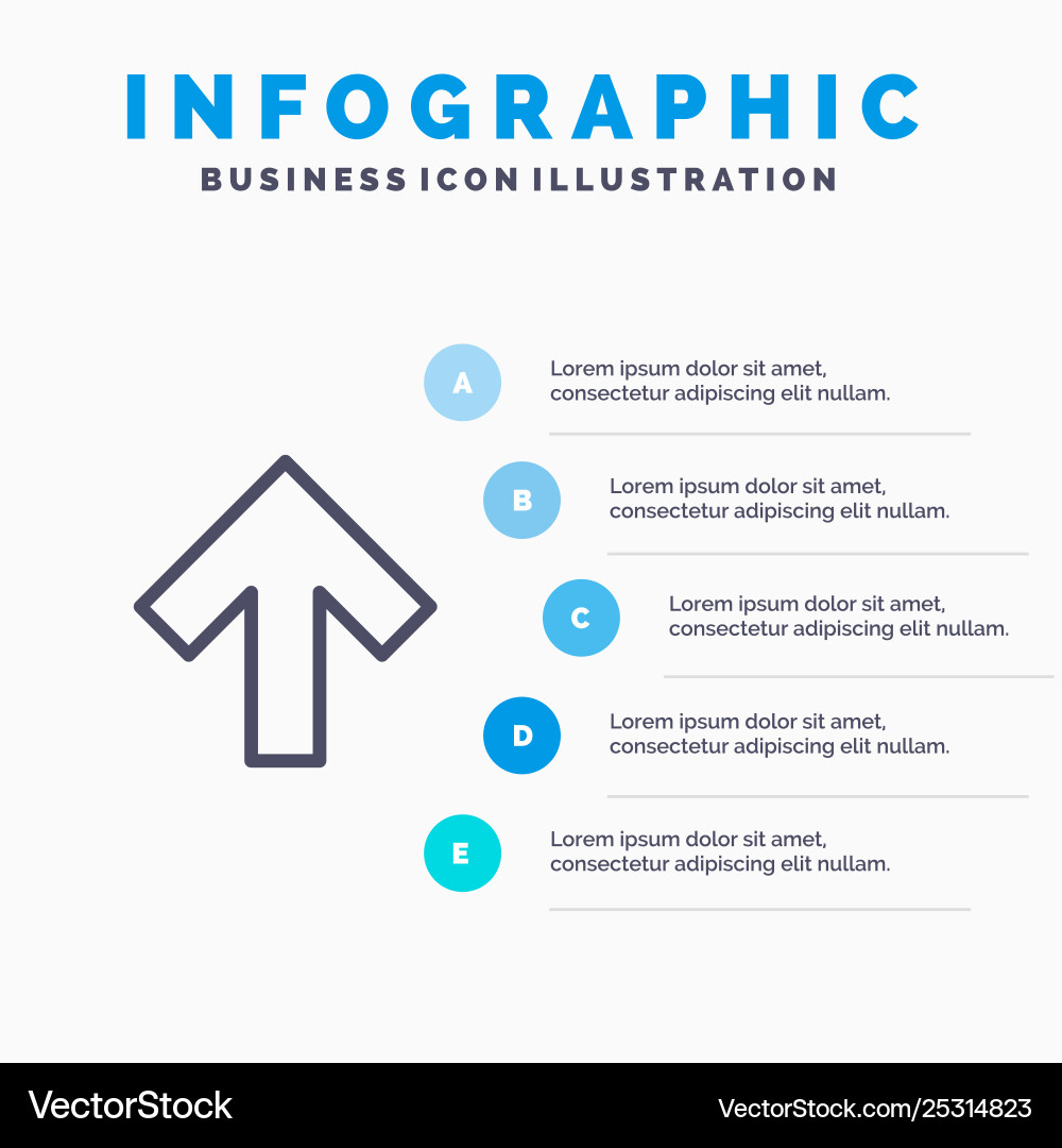 Arrow up forward line icon with 5 steps Arrow up forward line icon with 5 steps vector image