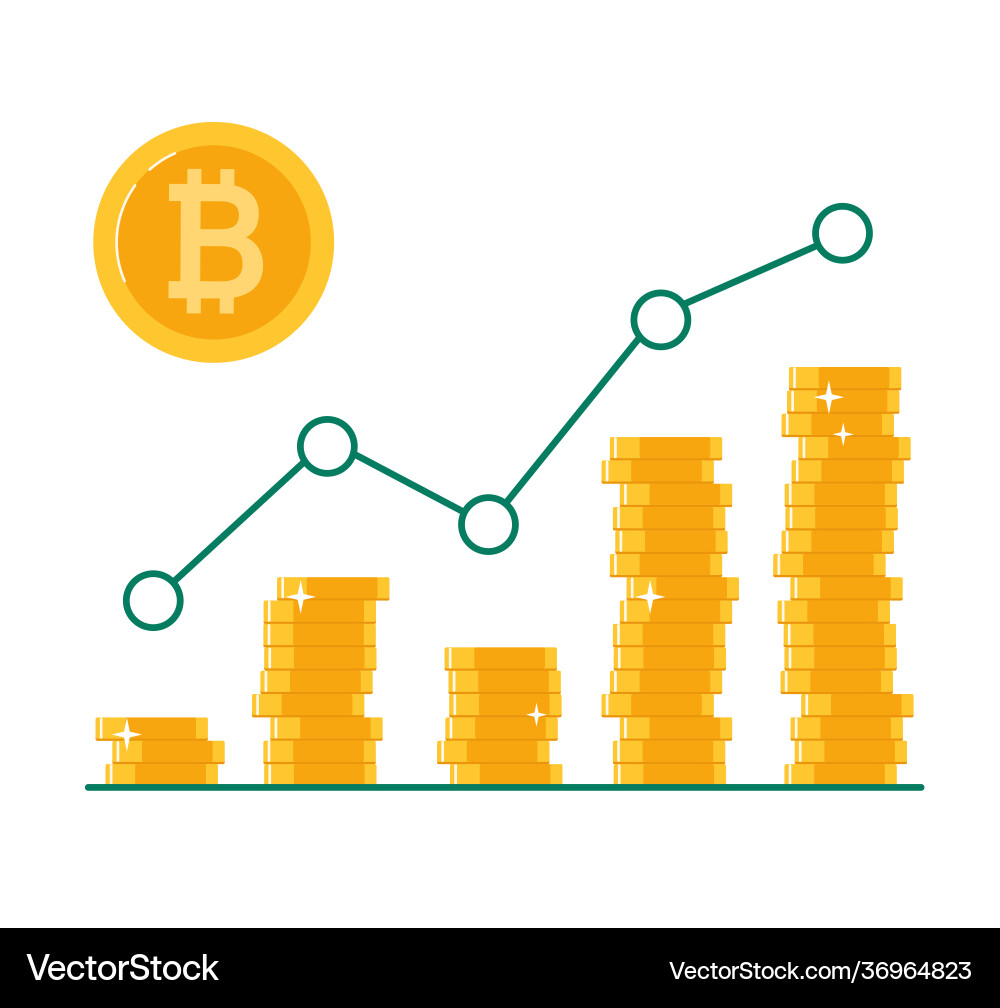 Bitcoin value growth graph blockchain Bitcoin value growth graph blockchain vector image