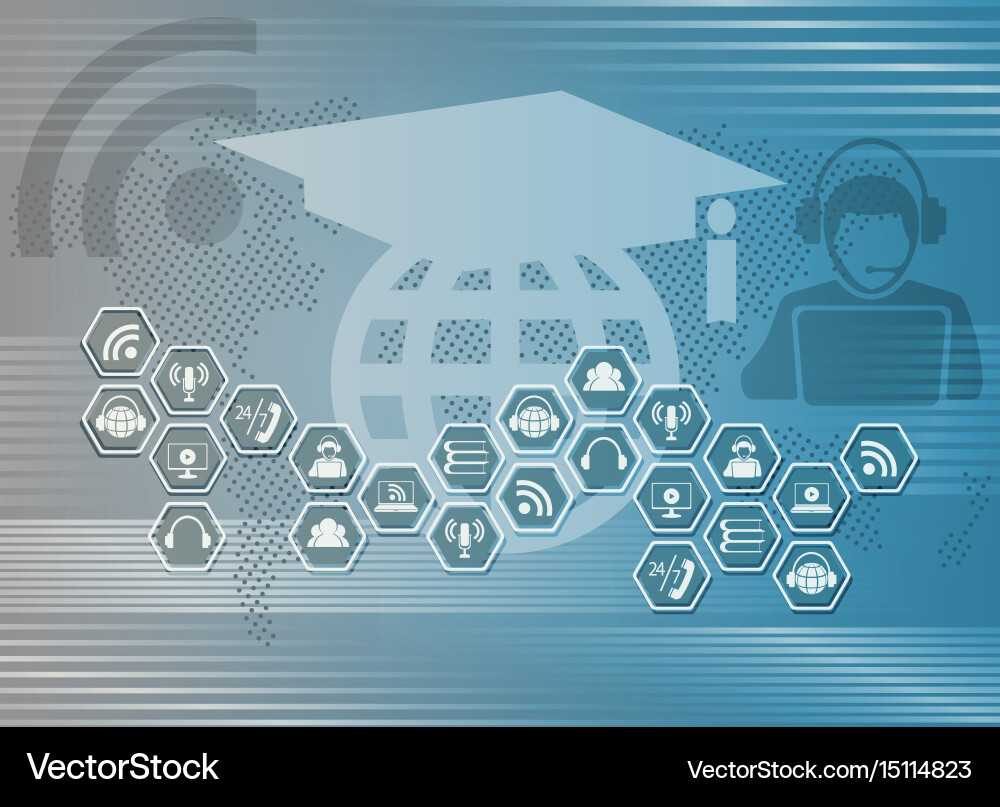 Blue internet background c characters e-learning vector image