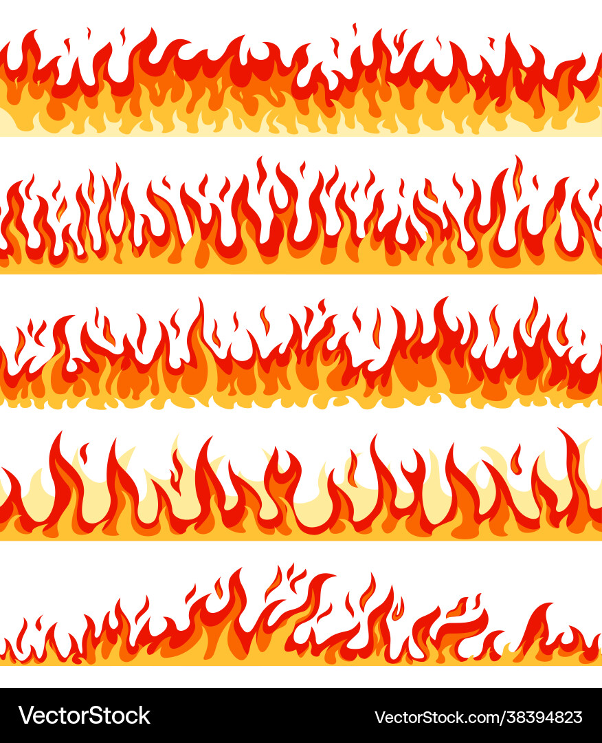 Cartoon Flammgrenze rot oder orange heiß brennen Cartoon Flammgrenze rot oder orange heiß brennen vektorbild