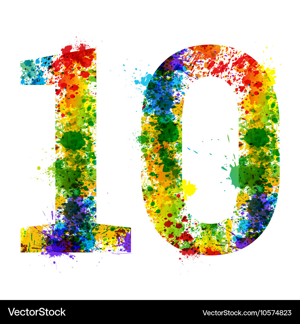 Color paint splashes gradient font symbols vector image