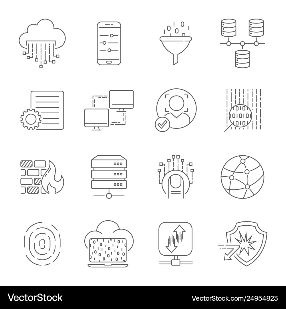 Computer Technology Line Icons vector image