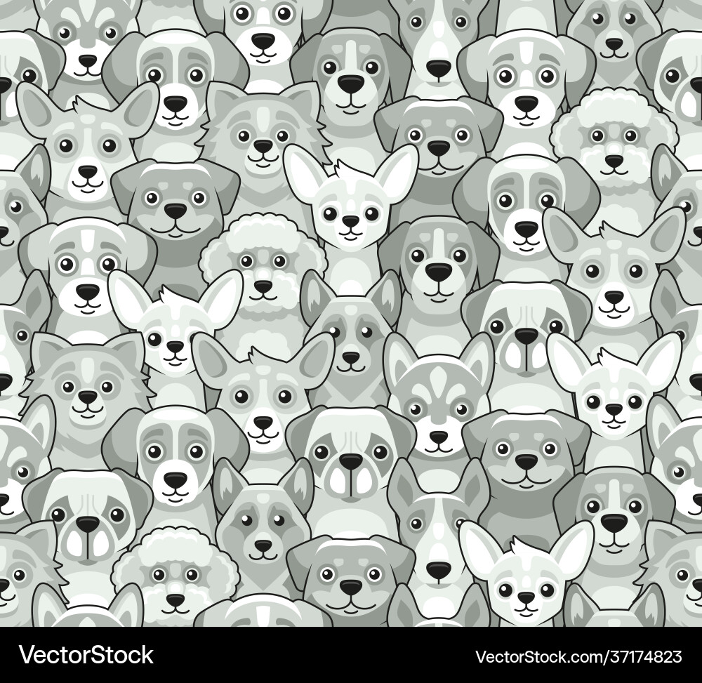 Dog seamless pattern cute cartoon style vector image