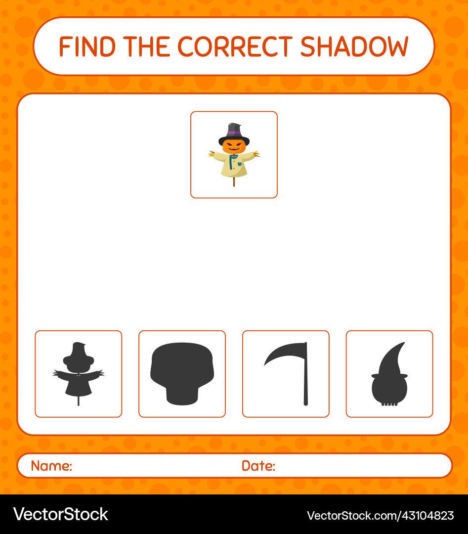 Find the correct shadows game with scarecrow Find the correct shadows game with scarecrow vector image