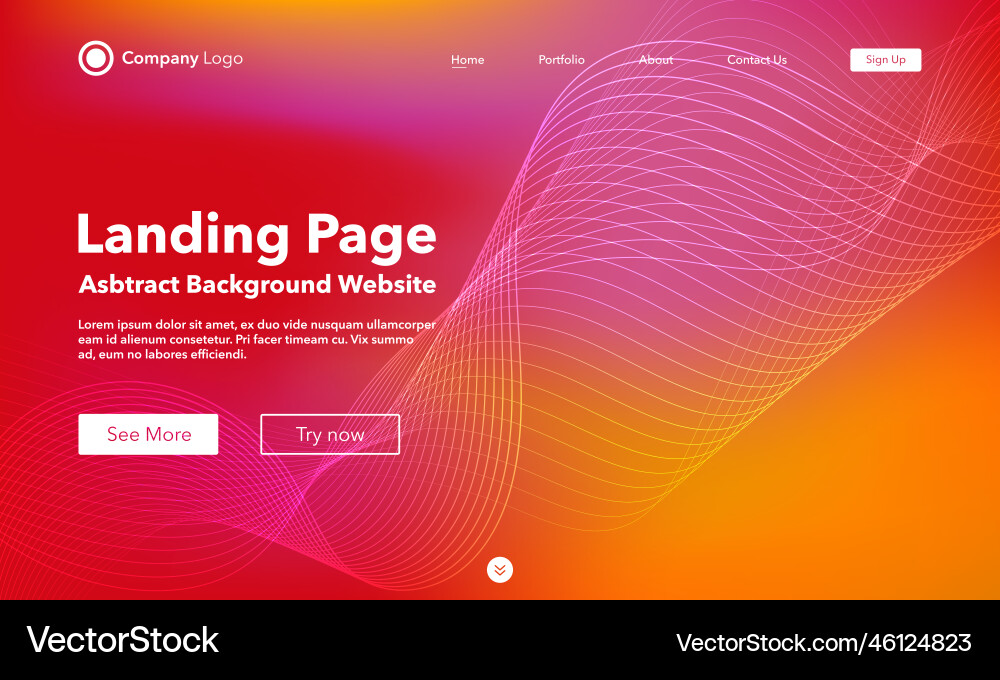Landing page abstract wave background website vector image