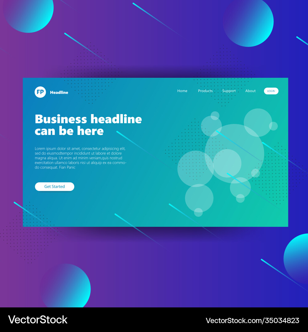 Landing page template with gradient modern webpage vector image
