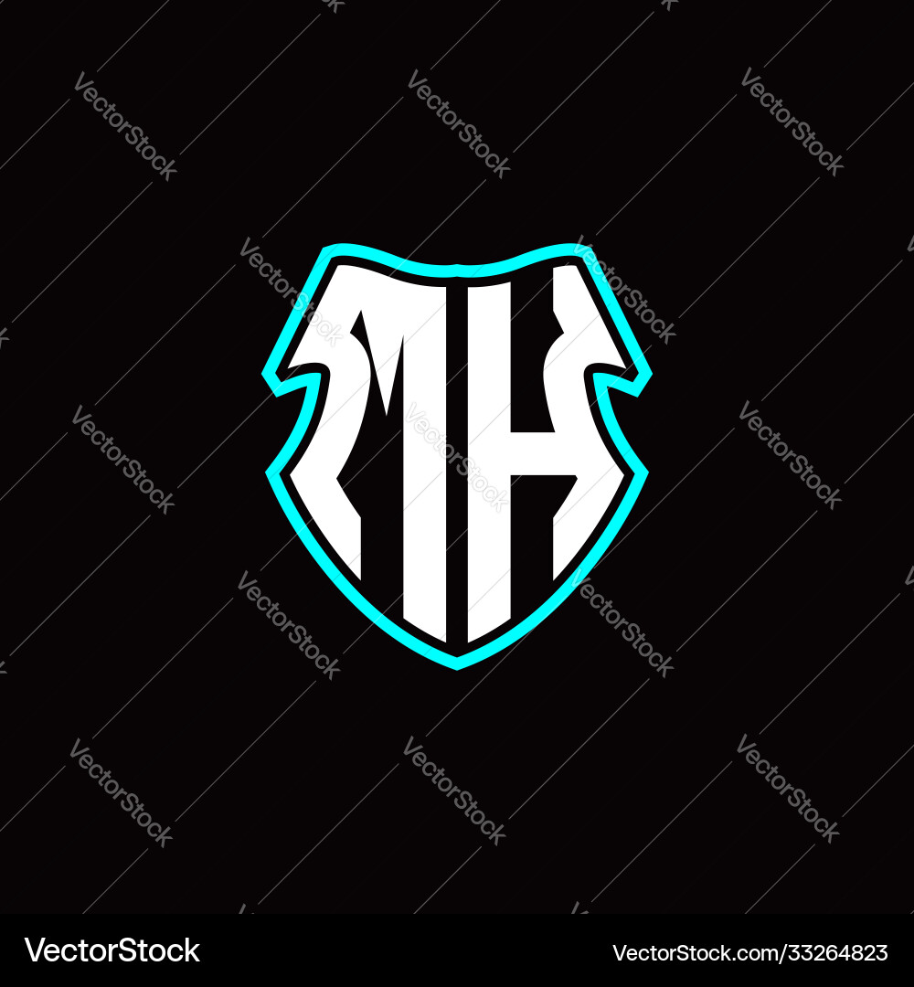 M h initial logo design with a shield shape M h initial logo design with a shield shape vector image