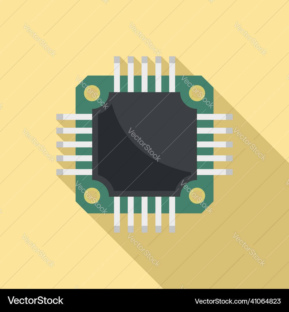 Microchip icon flat cpu circuit Microchip icon flat cpu circuit vector image