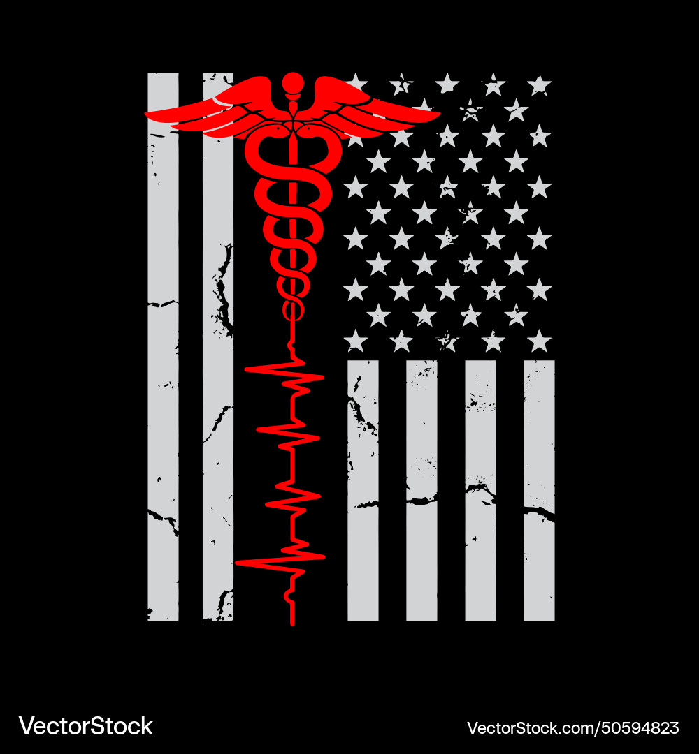 Nurse Shirt For Women: Thin Red Line Caduceus American Flag Nurse Shirt For Women: Thin Red Line Caduceus American Flag