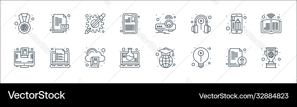 Online learning line icons linear set quality Online learning line icons linear set quality vector image