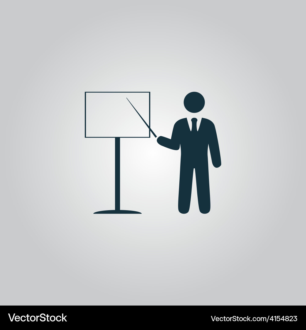 Presentation sign icon man standing with pointer vector image