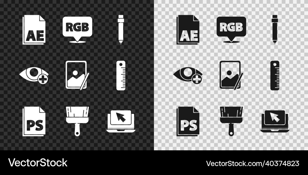 Set ae file document speech bubble with rgb Set ae file document speech bubble with rgb vector image