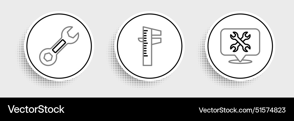 Set line location with wrench spanner Set line location with wrench spanner Vector Image