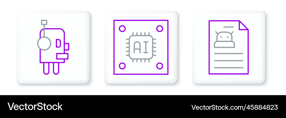 Set line technical specification robot Set line technical specification robot vector image