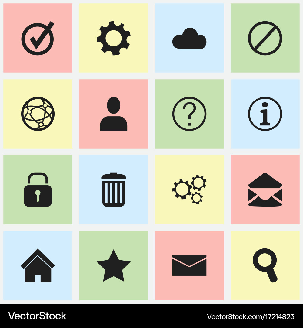 Set of 16 editable web icons includes symbols vector image