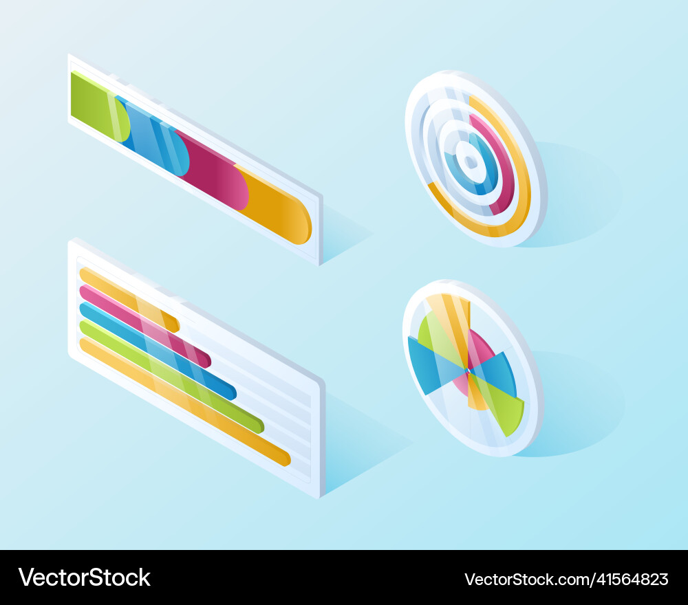 Set of isometric infographic design element graph Set of isometric infographic design element graph vector image
