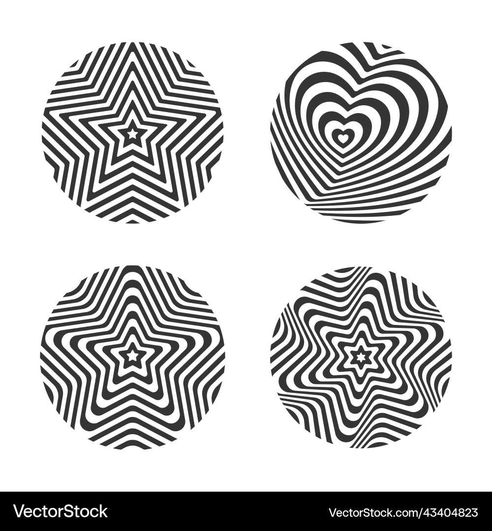 Set of round abstract patterns black and white vector image