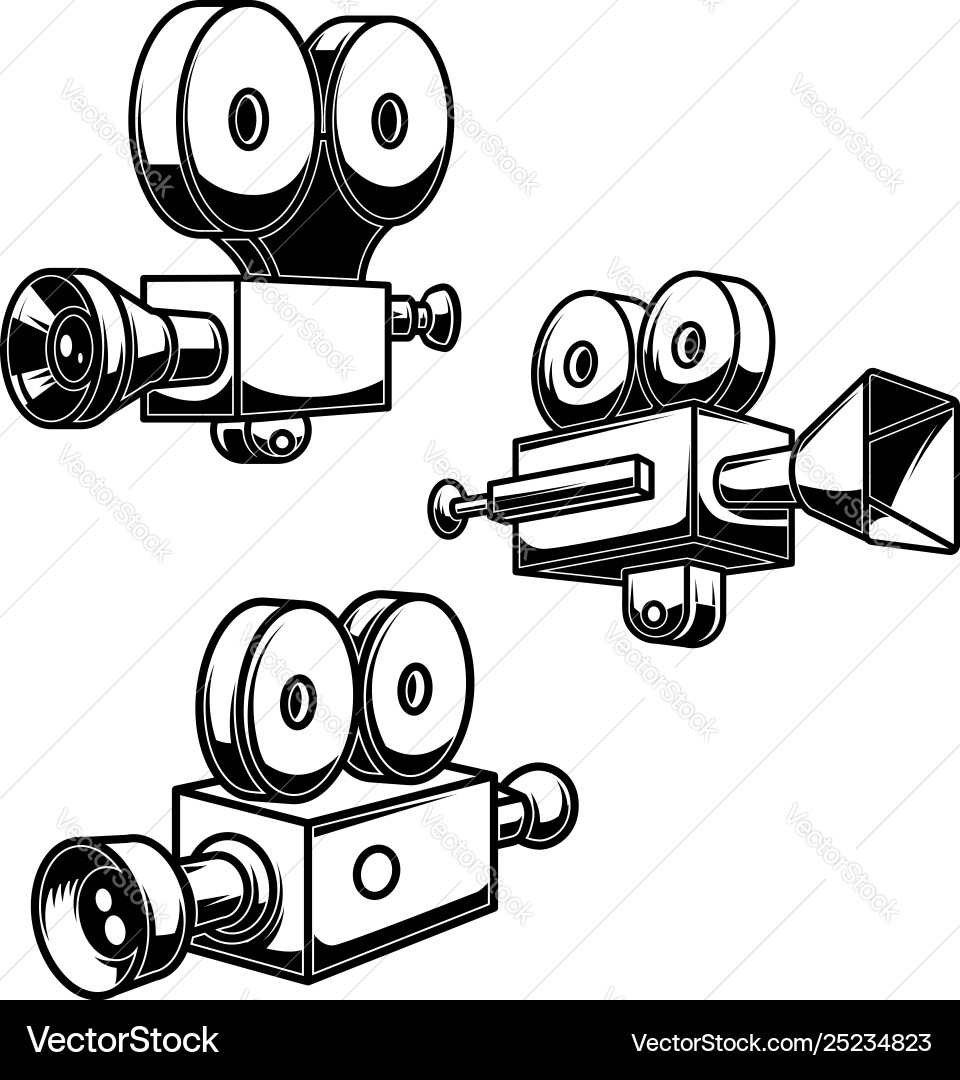 Set vintage camcorders design element Set vintage camcorders design element vector image