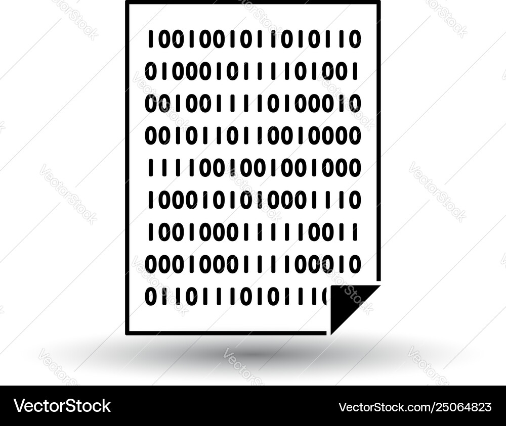 Sheet with binary code icon Vector Image