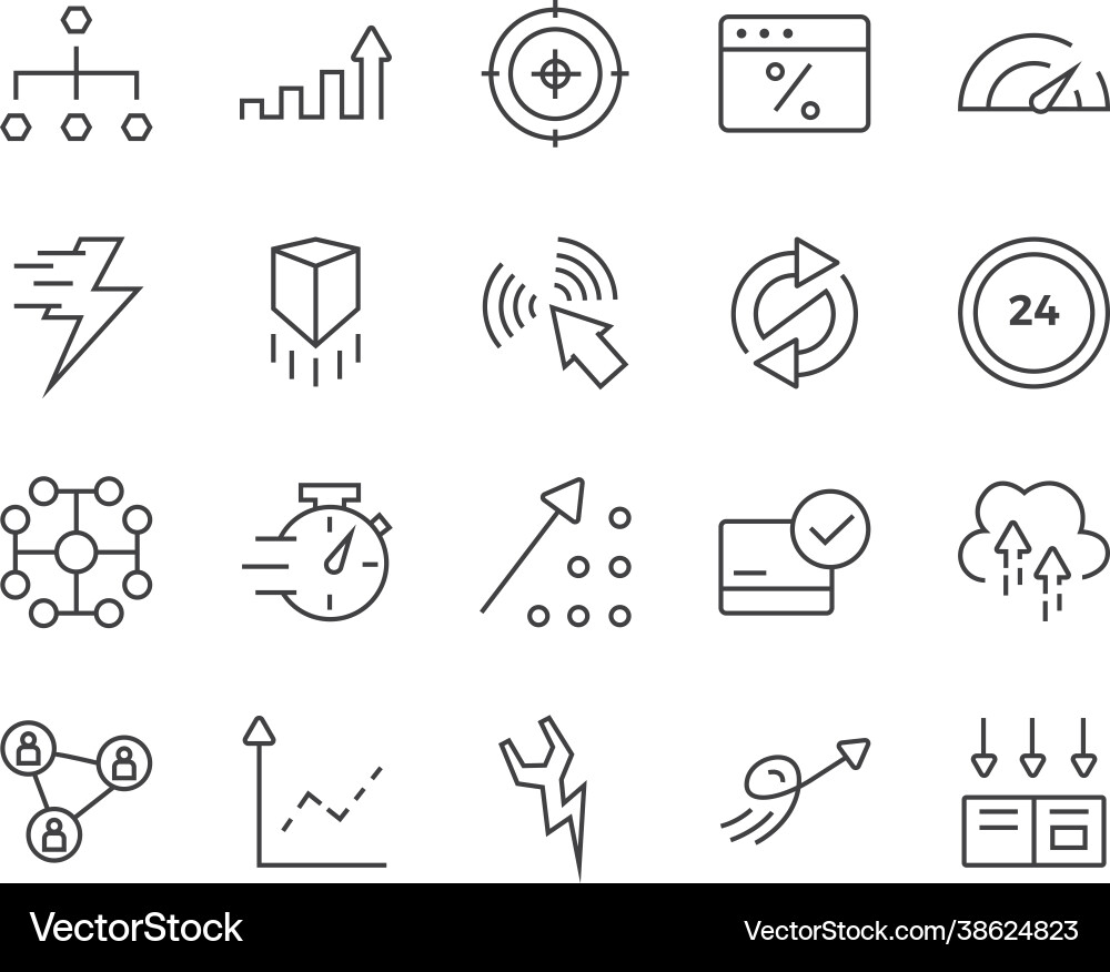 Simple set seo related line icons contains Vector Image