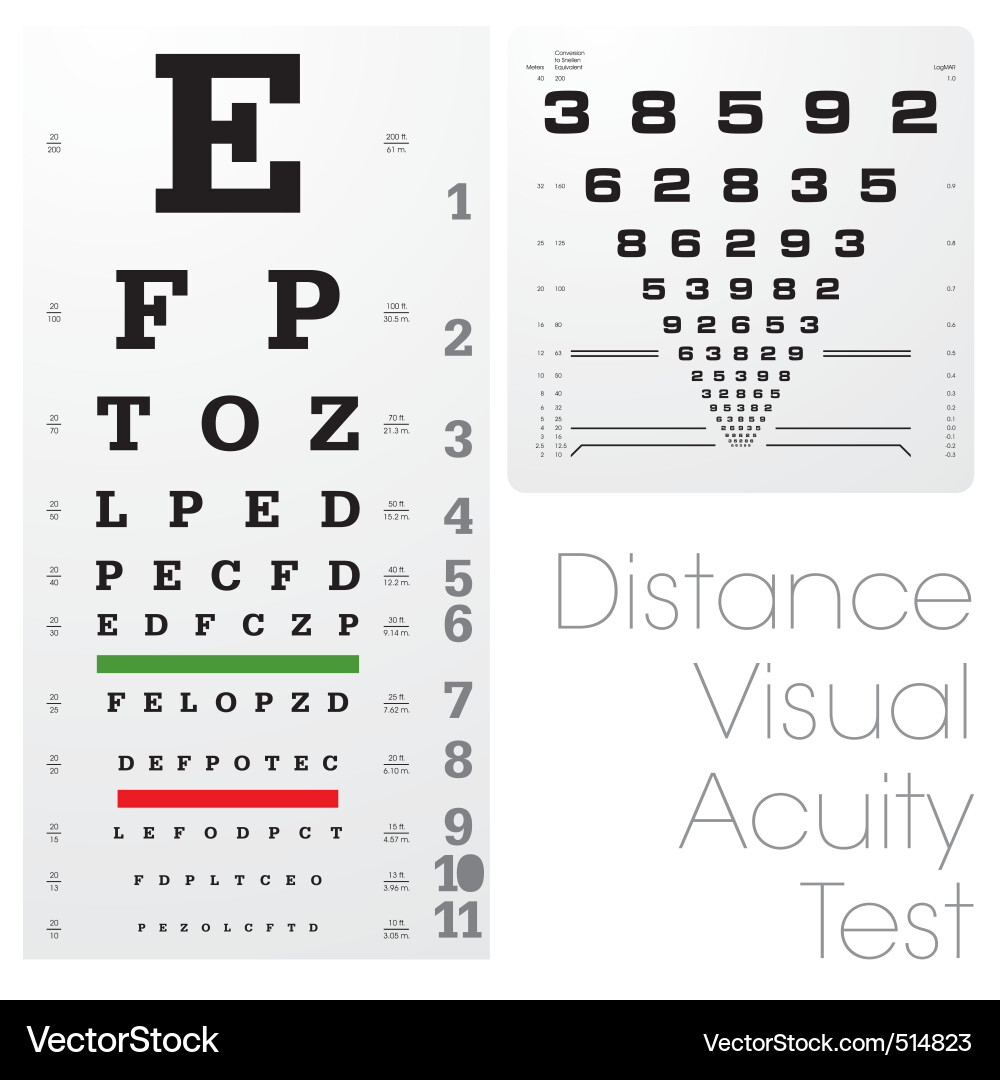 Snellen Eye Chart - Visual Acuity Test Vector Image