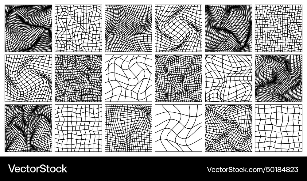 Wireframe shapes lined perspective mesh 3d grid Wireframe shapes lined perspective mesh 3d grid Vector Image