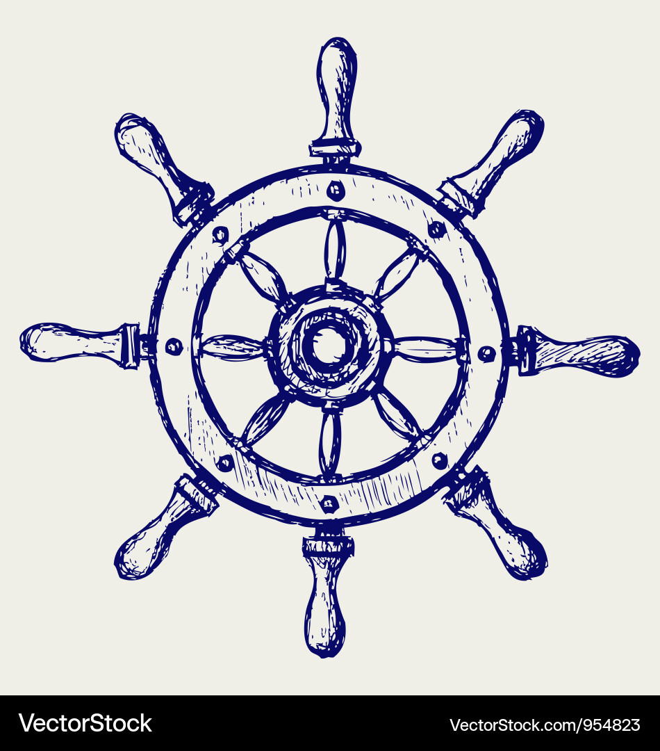 Wooden Marine Steering Wheel vector image
