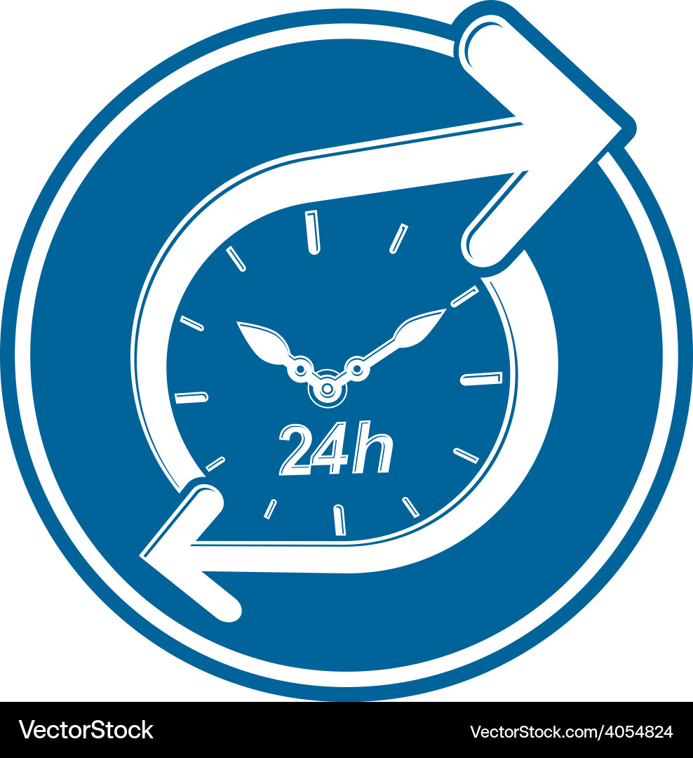 24 hours-a-day concept clock face with a dial vector image