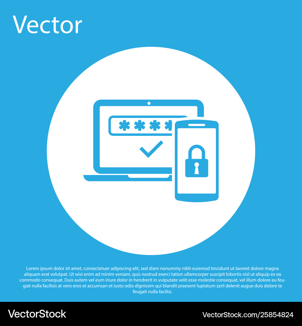Blue multi factor two steps authentication icon vector image