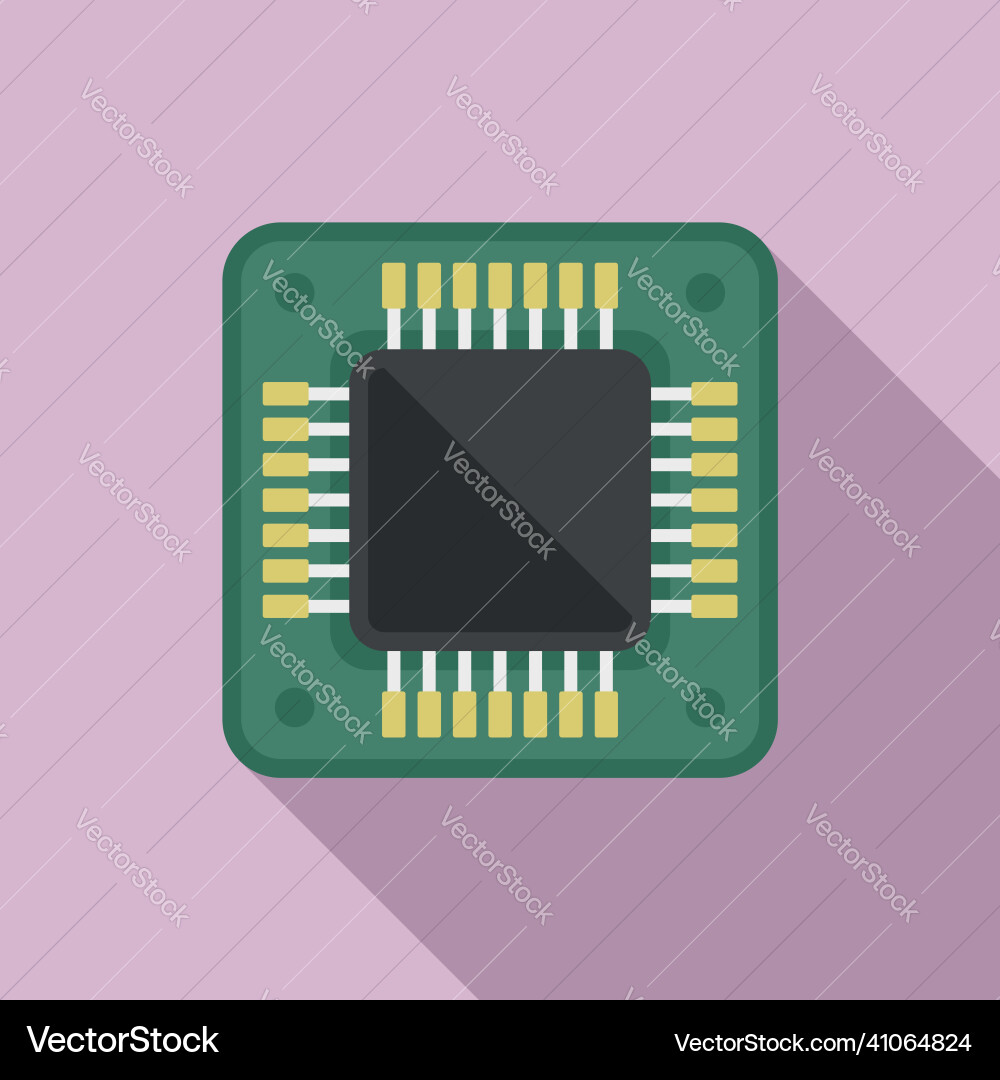 Board cpu icon flat digital microchip Board cpu icon flat digital microchip vector image